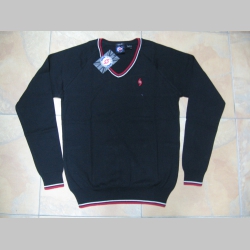 Spirit of 69, sveter čierny s bieločerveným lemovaním 100%bavlna 